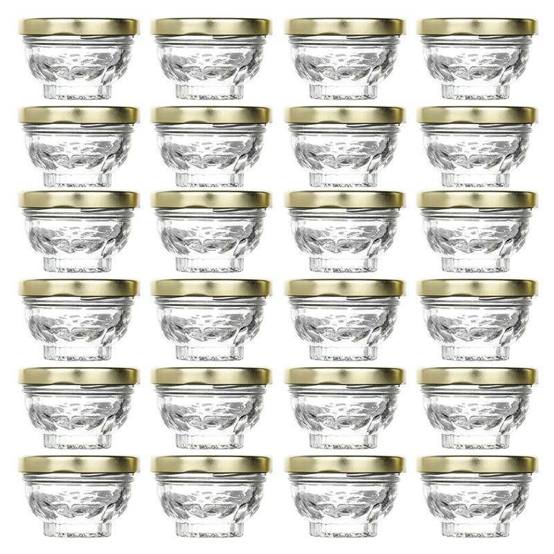 Caviar Line Small Mini Glass Jars With Tin Lids - 24 pack x 1.75 oz â€“ All Purpose Empty Storage Jars - Image 1